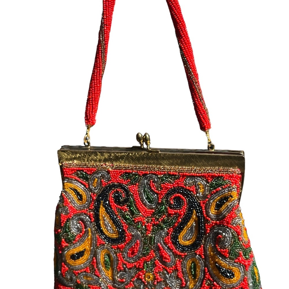 Vintage Paisley, all hand beaded purse - Picture 2 of 11